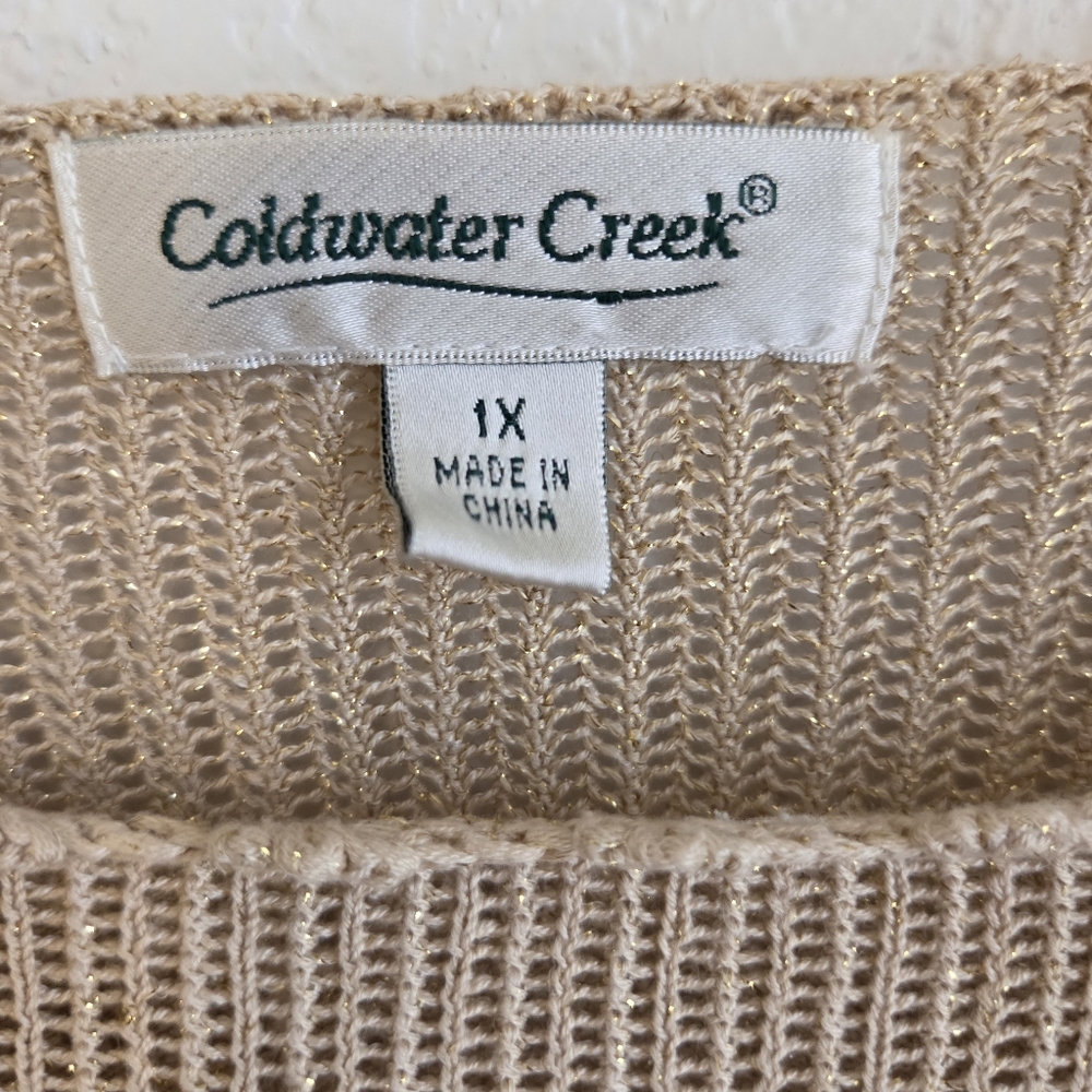Coldwater Creek Dolman Short Sleeve Brown Metalic Knit Pullover PlusSize 1X - Picture 11 of 16